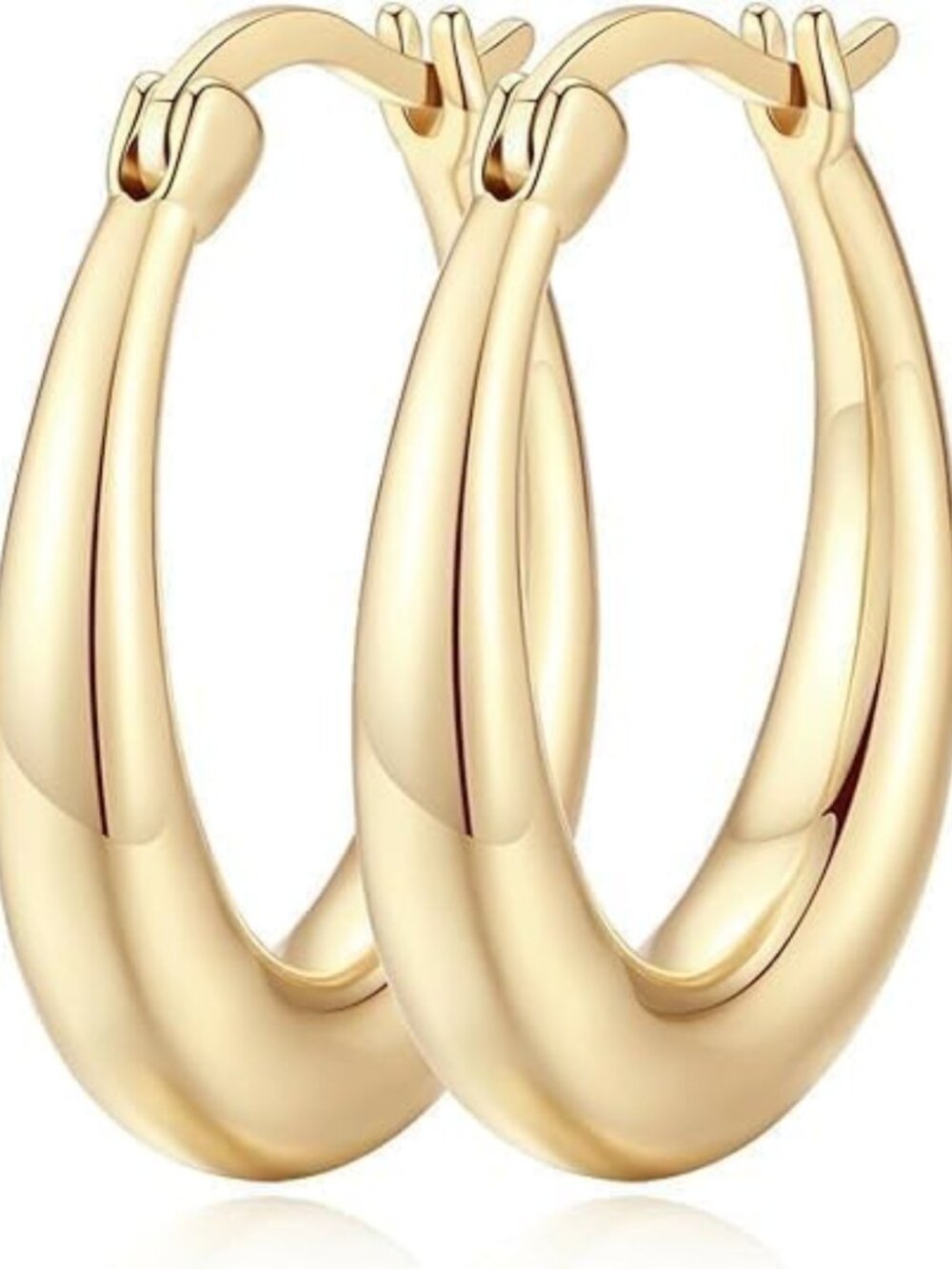 Elegant U-Shaped 14K Gold Hoop Earrings for Women - Classic Style & Timeless